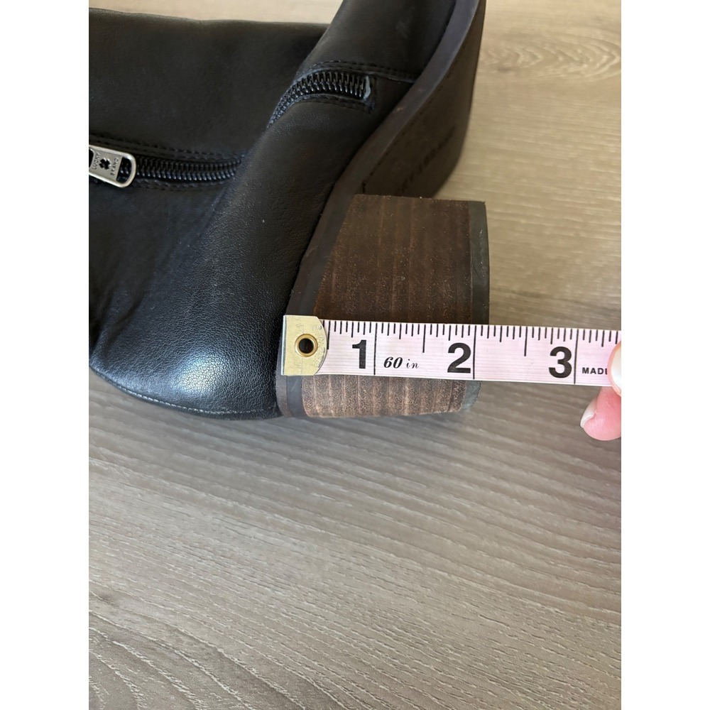 Lucky Womens 6.5M Black Leather Side Zip Block‎ Heel Ankle Boots Whimsigoth Moto - Picture 7 of 8